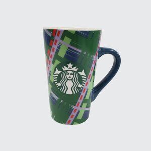 EUC Starbucks 2020 Holiday Christmas Ceramic Coffee Mug Tall 16oz Green Plaid